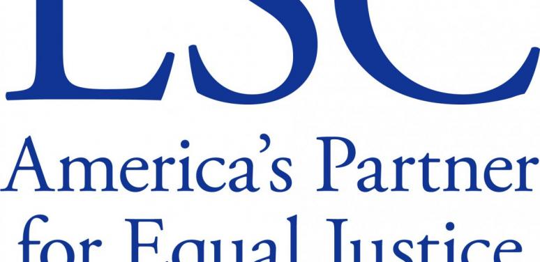 legal services corporation logo large L S C above 'America's Partner for Equal Justice' red line Legal Services Corporation all text in blue